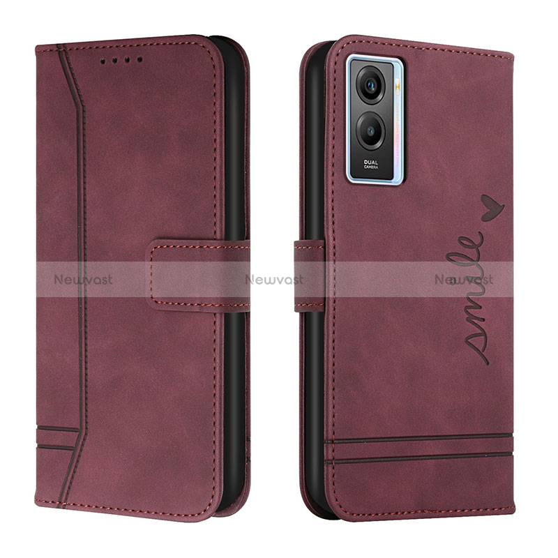 Leather Case Stands Flip Cover Holder H01X for Vivo Y55s (2021)