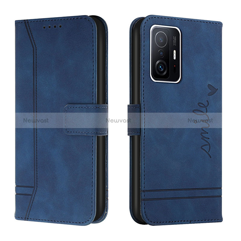 Leather Case Stands Flip Cover Holder H01X for Xiaomi Mi 11T Pro 5G Blue