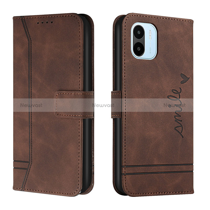 Leather Case Stands Flip Cover Holder H01X for Xiaomi Poco C50 Brown