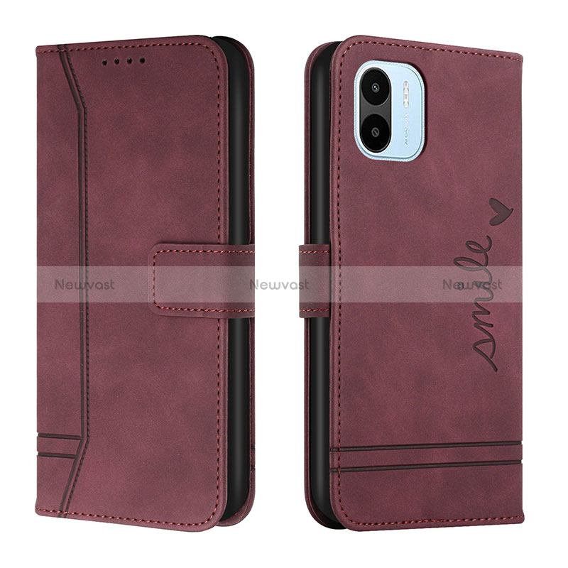 Leather Case Stands Flip Cover Holder H01X for Xiaomi Poco C51 Red