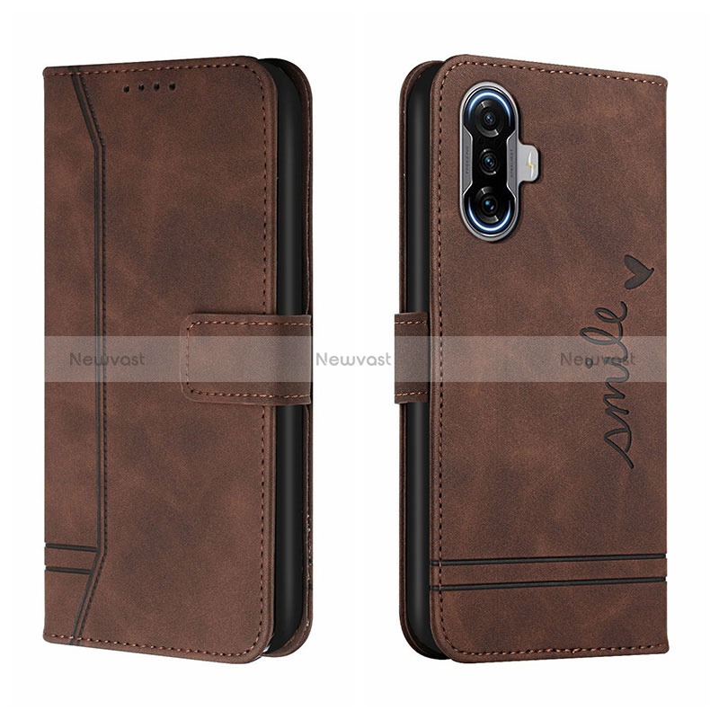 Leather Case Stands Flip Cover Holder H01X for Xiaomi Poco F3 GT 5G Brown