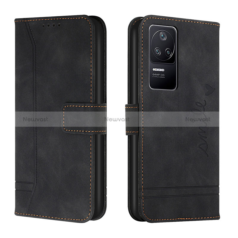 Leather Case Stands Flip Cover Holder H01X for Xiaomi Poco F4 5G Black