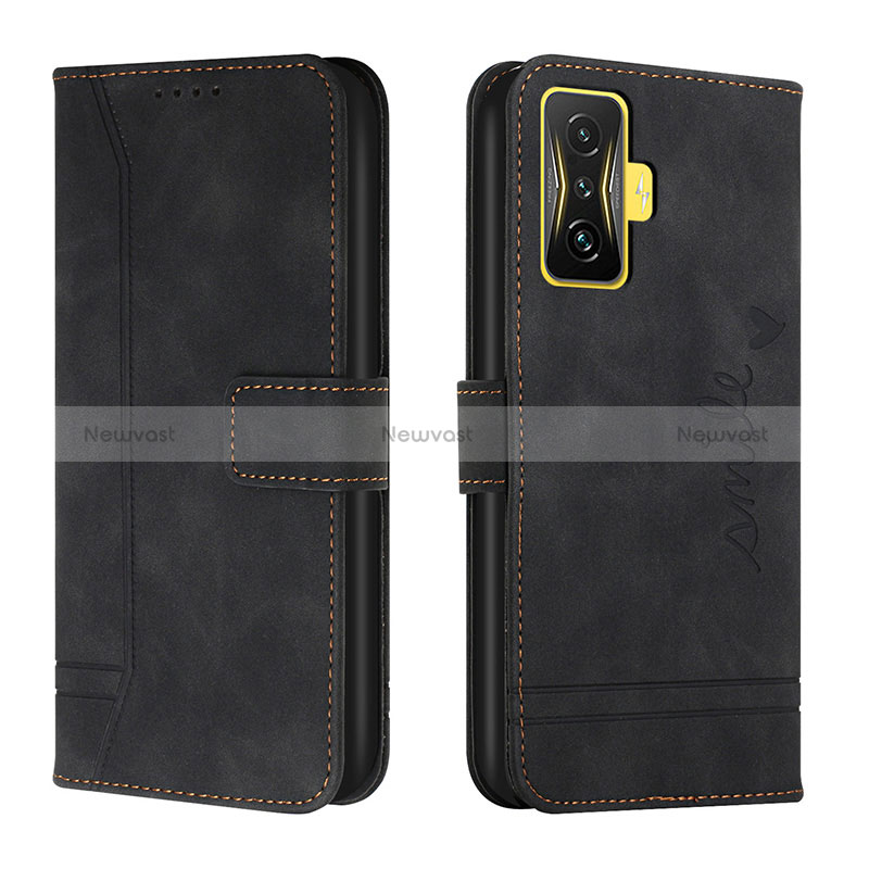 Leather Case Stands Flip Cover Holder H01X for Xiaomi Poco F4 GT 5G Black