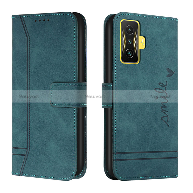 Leather Case Stands Flip Cover Holder H01X for Xiaomi Poco F4 GT 5G Green