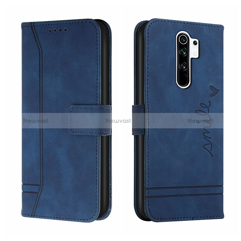 Leather Case Stands Flip Cover Holder H01X for Xiaomi Poco M2 Blue