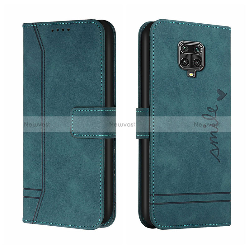 Leather Case Stands Flip Cover Holder H01X for Xiaomi Poco M2 Pro Green