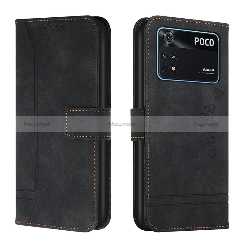 Leather Case Stands Flip Cover Holder H01X for Xiaomi Poco M4 Pro 4G