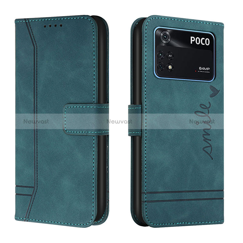 Leather Case Stands Flip Cover Holder H01X for Xiaomi Poco M4 Pro 4G