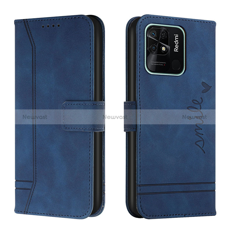 Leather Case Stands Flip Cover Holder H01X for Xiaomi Redmi 10 Power Blue