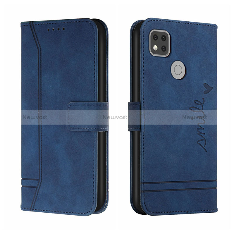 Leather Case Stands Flip Cover Holder H01X for Xiaomi Redmi 9 Activ Blue