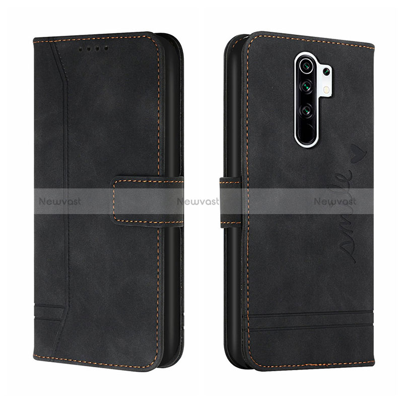 Leather Case Stands Flip Cover Holder H01X for Xiaomi Redmi 9 Prime India Black