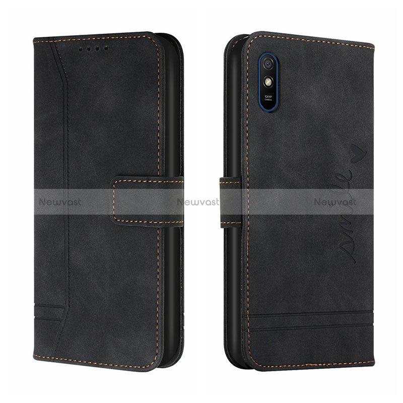 Leather Case Stands Flip Cover Holder H01X for Xiaomi Redmi 9A Black