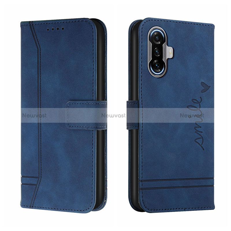 Leather Case Stands Flip Cover Holder H01X for Xiaomi Redmi K40 Gaming 5G Blue