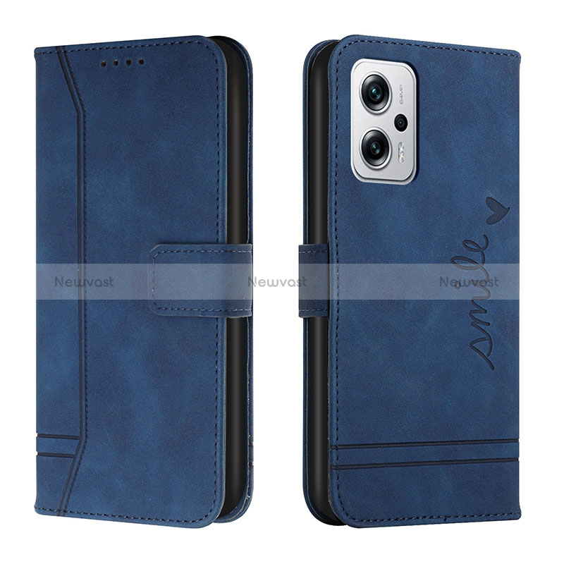 Leather Case Stands Flip Cover Holder H01X for Xiaomi Redmi K50i 5G Blue