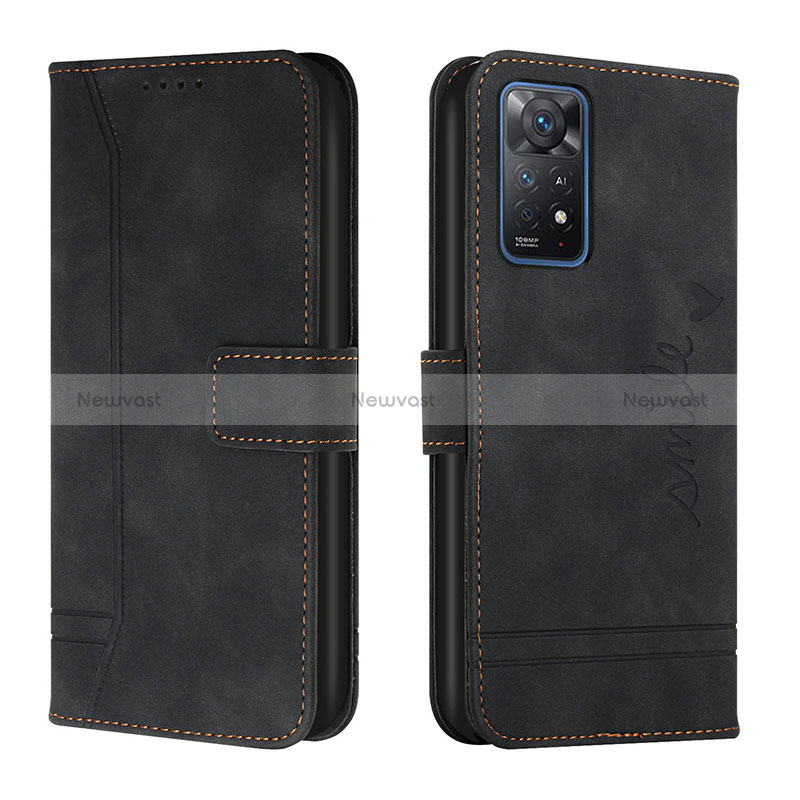 Leather Case Stands Flip Cover Holder H01X for Xiaomi Redmi Note 11 Pro 4G Black