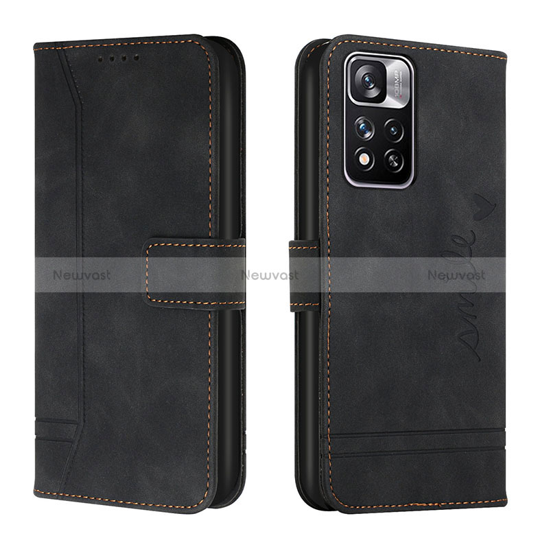 Leather Case Stands Flip Cover Holder H01X for Xiaomi Redmi Note 11 Pro+ Plus 5G Black