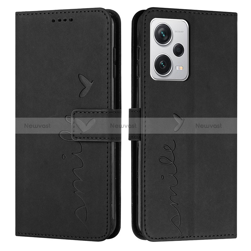 Leather Case Stands Flip Cover Holder H01X for Xiaomi Redmi Note 12 Pro+ Plus 5G Black