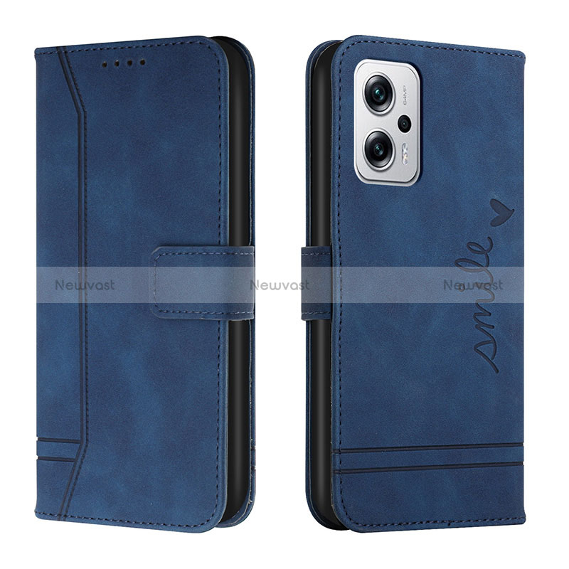 Leather Case Stands Flip Cover Holder H01X for Xiaomi Redmi Note 12T Pro 5G Blue