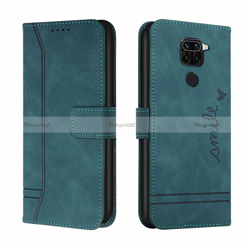 Leather Case Stands Flip Cover Holder H01X for Xiaomi Redmi Note 9 Green