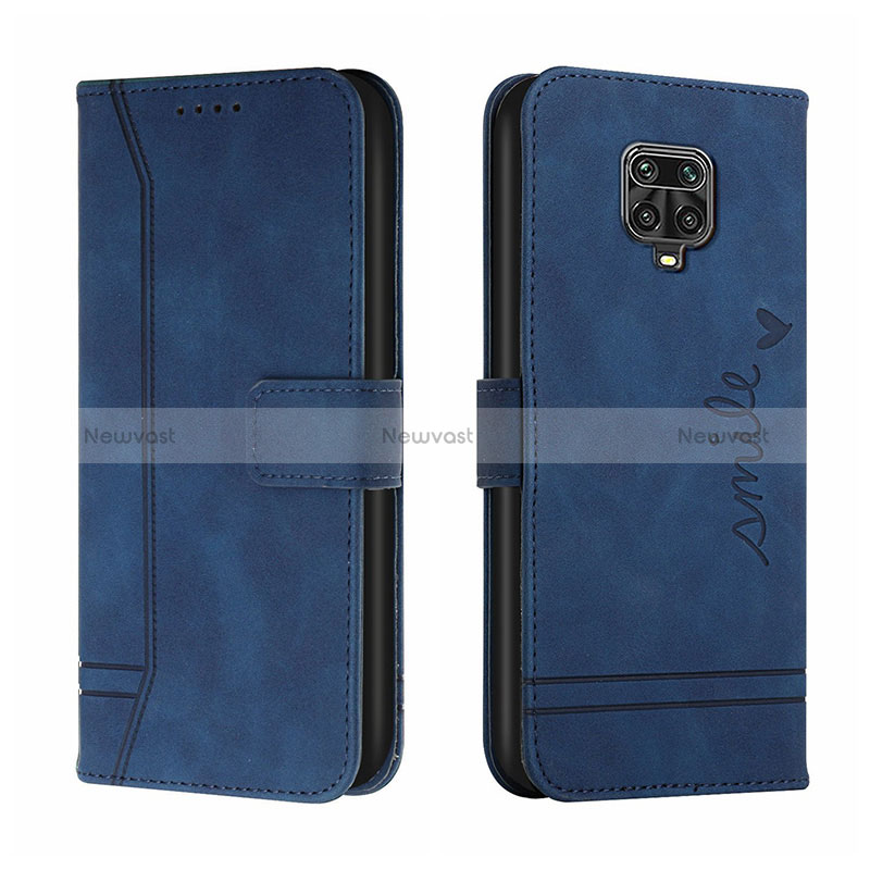 Leather Case Stands Flip Cover Holder H01X for Xiaomi Redmi Note 9 Pro Max Blue