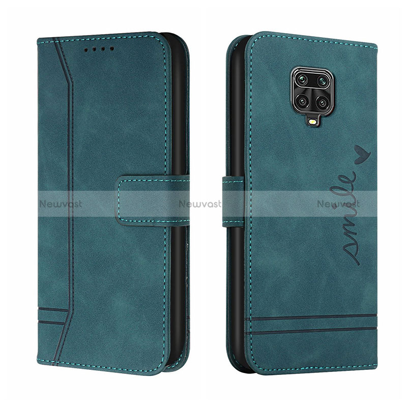 Leather Case Stands Flip Cover Holder H01X for Xiaomi Redmi Note 9 Pro Max Green