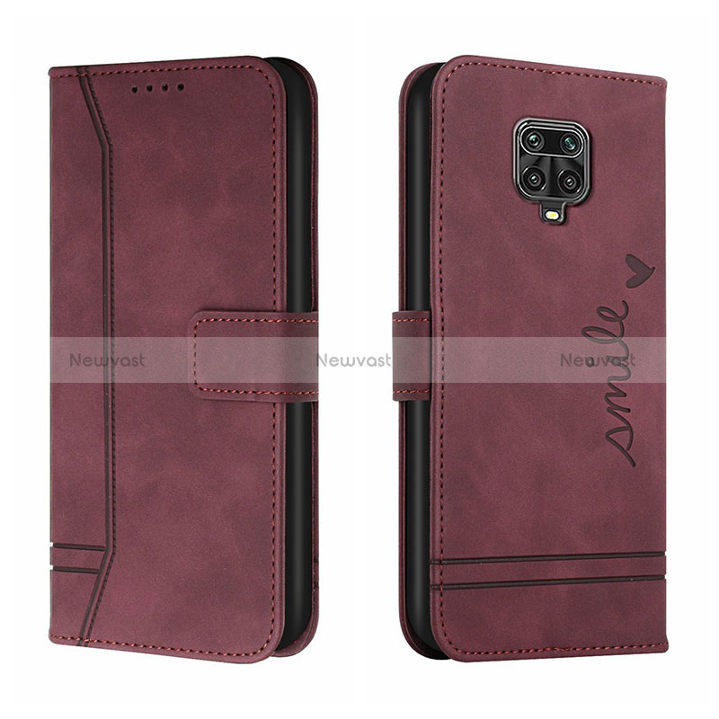 Leather Case Stands Flip Cover Holder H01X for Xiaomi Redmi Note 9 Pro Max Red