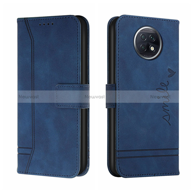 Leather Case Stands Flip Cover Holder H01X for Xiaomi Redmi Note 9T 5G Blue