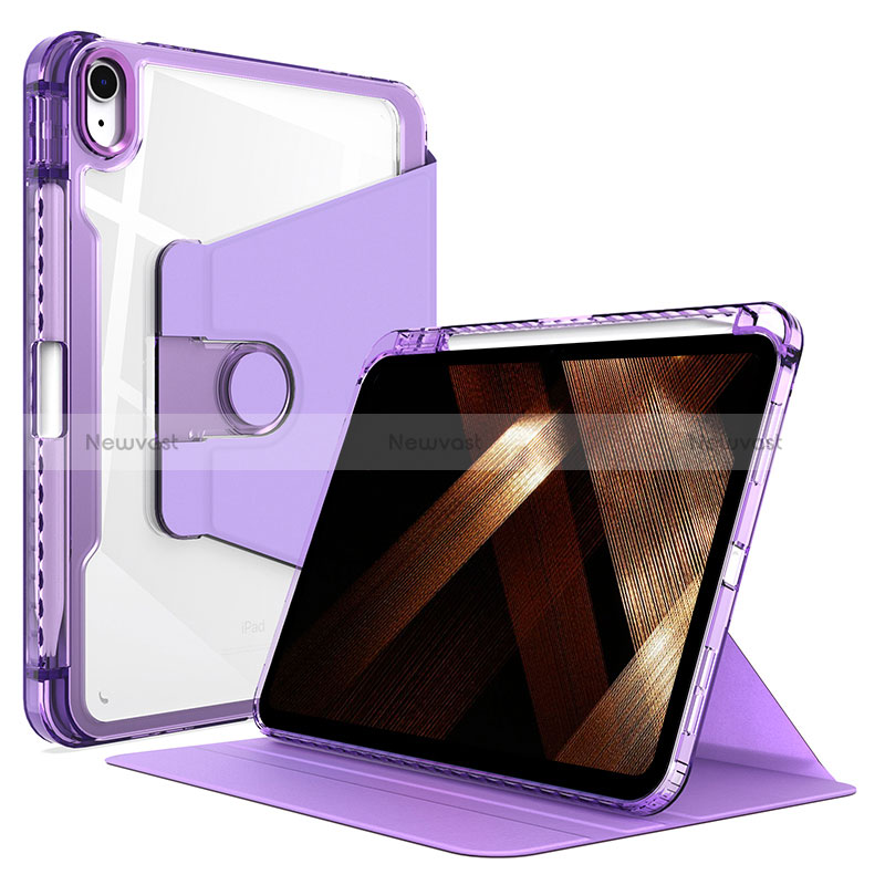 Leather Case Stands Flip Cover Holder H02 for Apple iPad 10.9 (2022) Purple