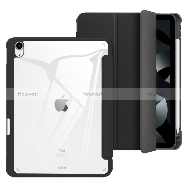 Leather Case Stands Flip Cover Holder H02 for Apple iPad Air 4 10.9 (2020) Black