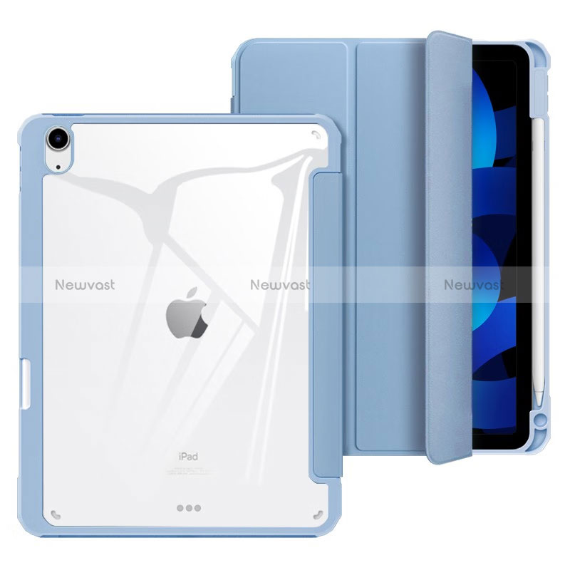 Leather Case Stands Flip Cover Holder H02 for Apple iPad Air 4 10.9 (2020) Blue