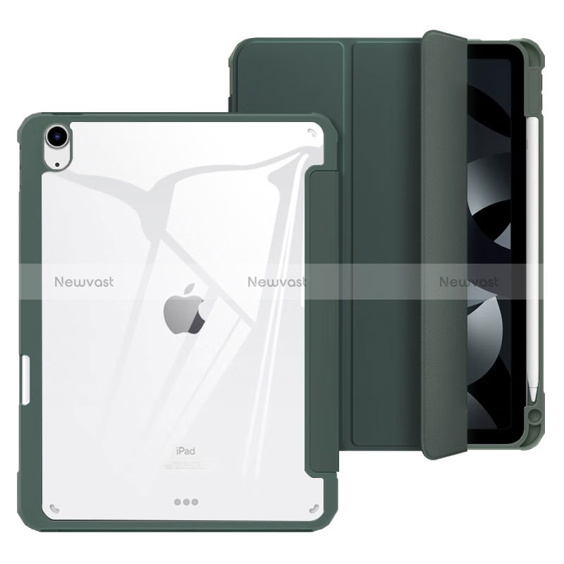 Leather Case Stands Flip Cover Holder H02 for Apple iPad Air 5 10.9 (2022) Green