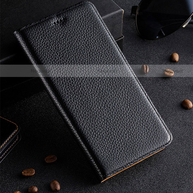 Leather Case Stands Flip Cover Holder H02P for Motorola Moto G Play (2023)