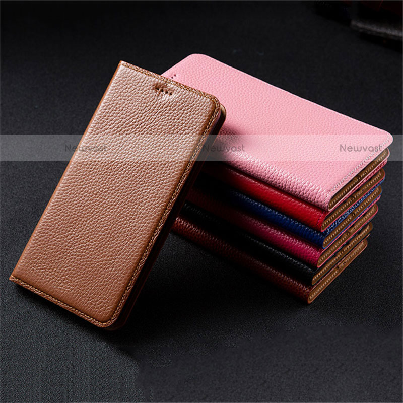 Leather Case Stands Flip Cover Holder H02P for Motorola Moto G Play (2023)