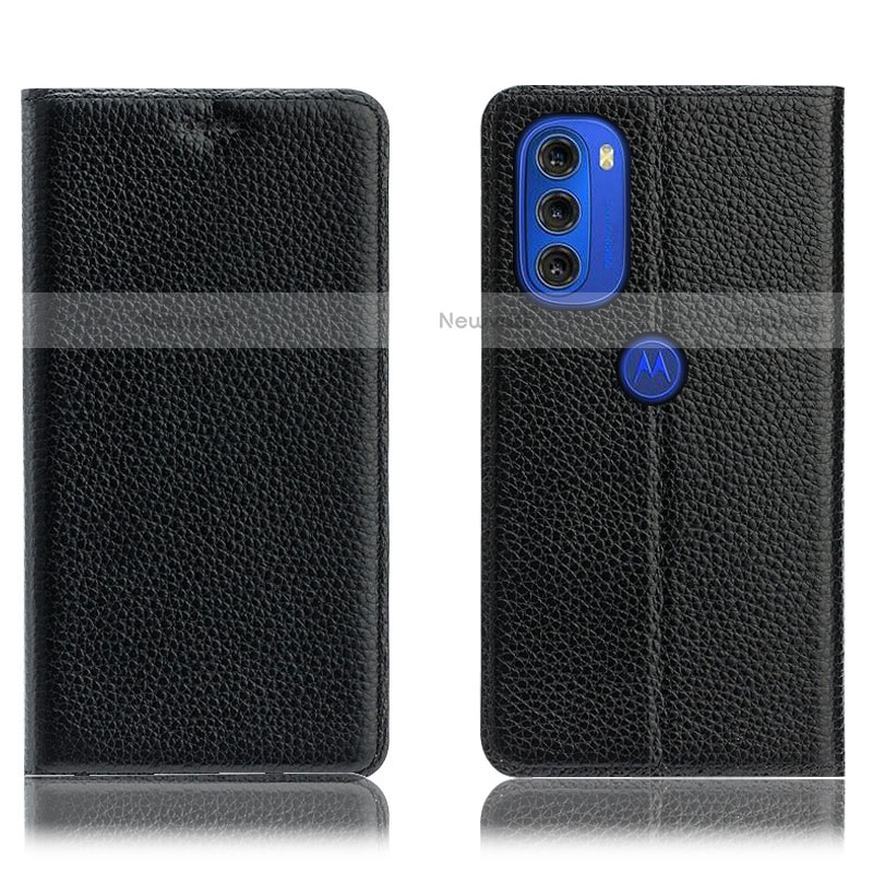 Leather Case Stands Flip Cover Holder H02P for Motorola Moto G51 5G