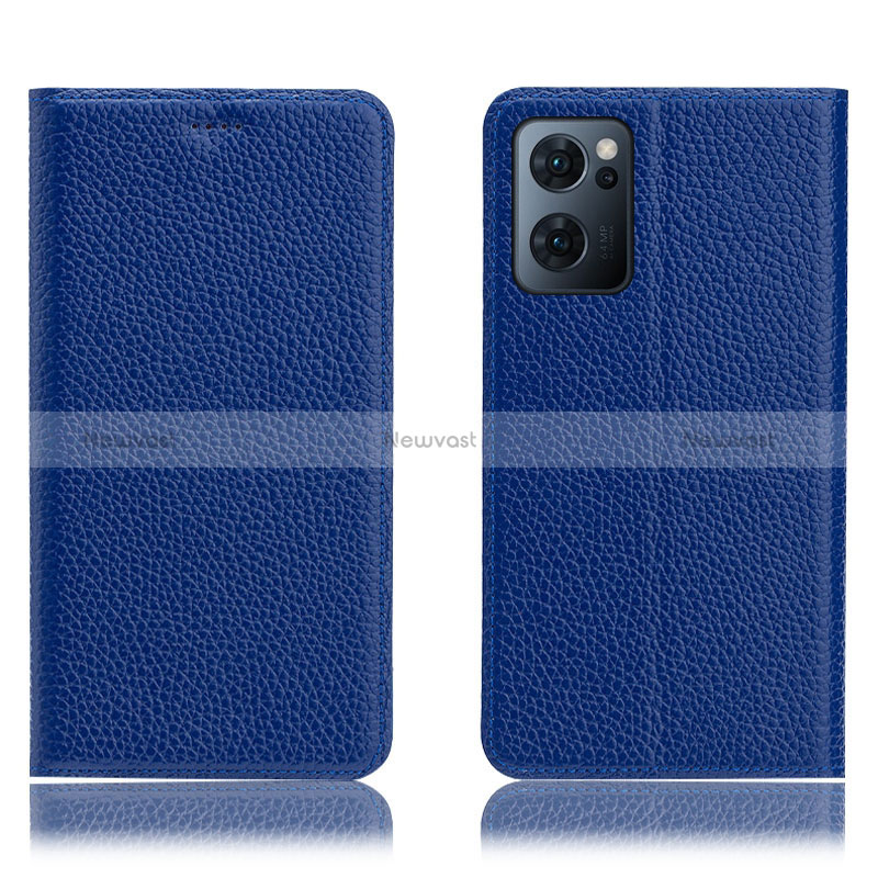 Leather Case Stands Flip Cover Holder H02P for OnePlus Nord CE 2 5G Blue