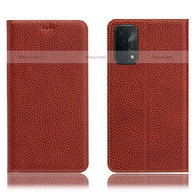 Leather Case Stands Flip Cover Holder H02P for OnePlus Nord N200 5G