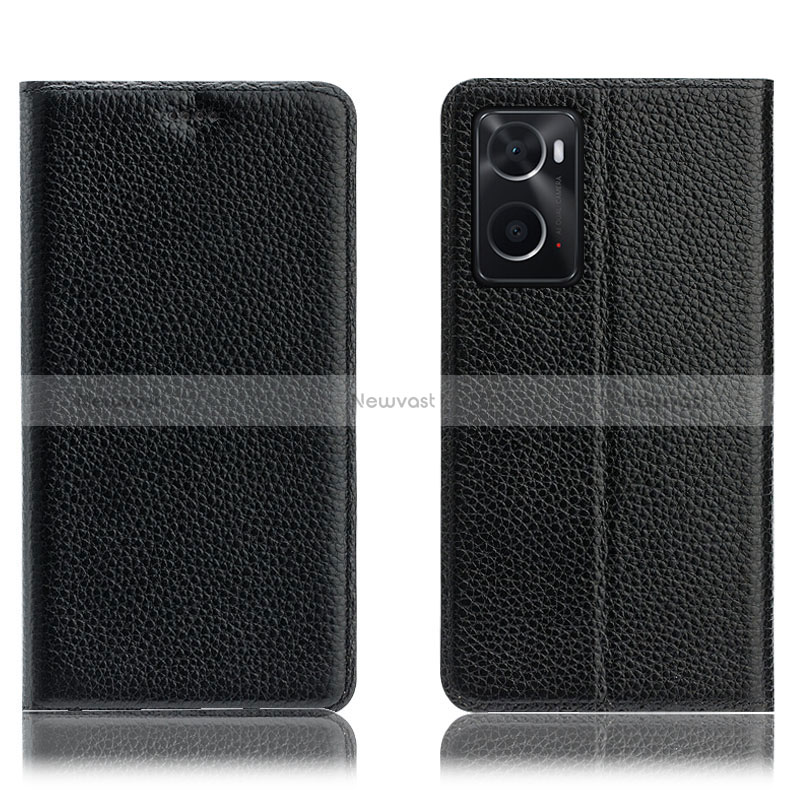 Leather Case Stands Flip Cover Holder H02P for Oppo A36 Black