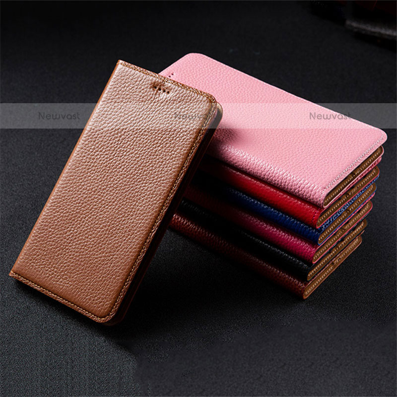 Leather Case Stands Flip Cover Holder H02P for Oppo A55 5G