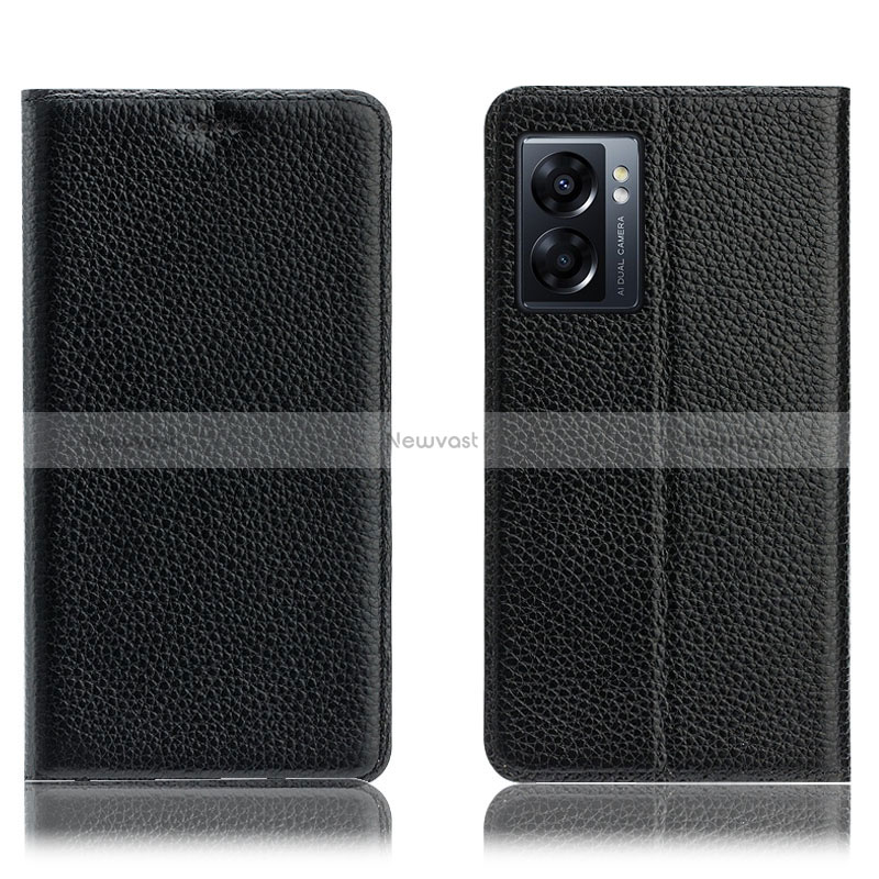 Leather Case Stands Flip Cover Holder H02P for Oppo A77 5G