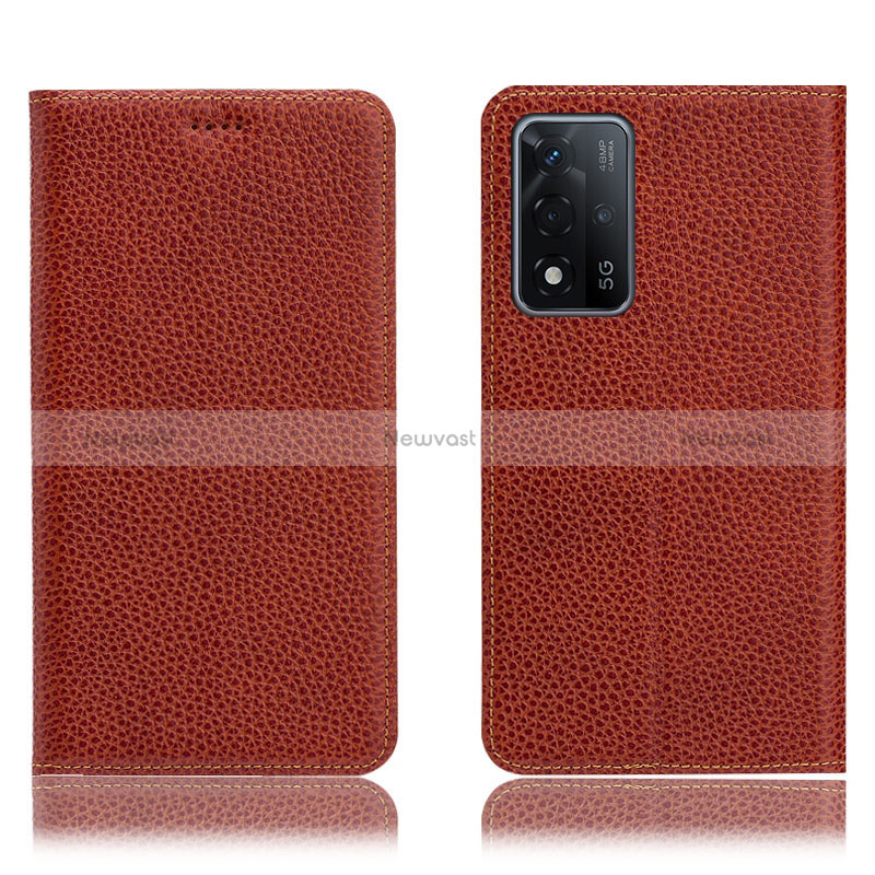 Leather Case Stands Flip Cover Holder H02P for Oppo A93s 5G