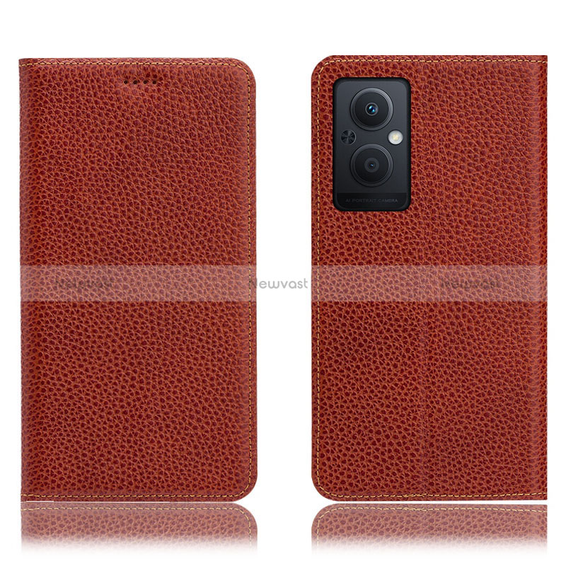 Leather Case Stands Flip Cover Holder H02P for Oppo A96 5G