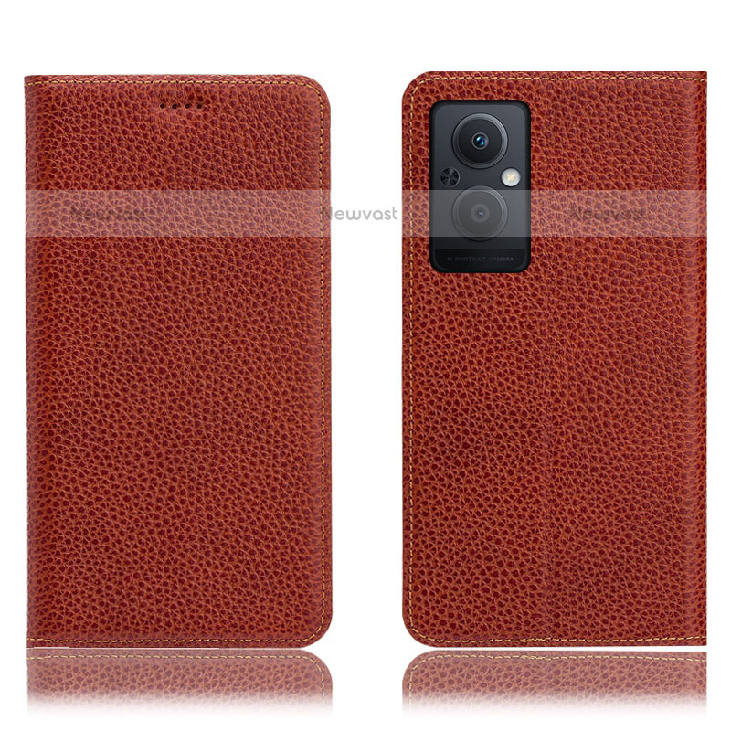 Leather Case Stands Flip Cover Holder H02P for Oppo F21 Pro 5G