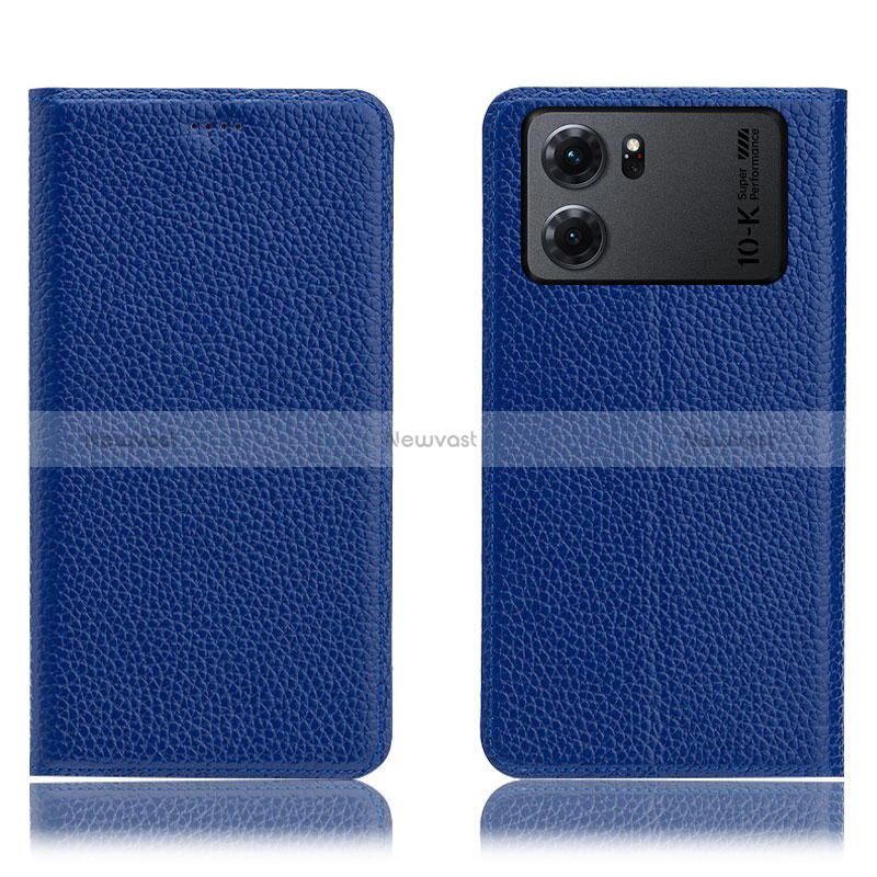 Leather Case Stands Flip Cover Holder H02P for Oppo K10 5G Blue