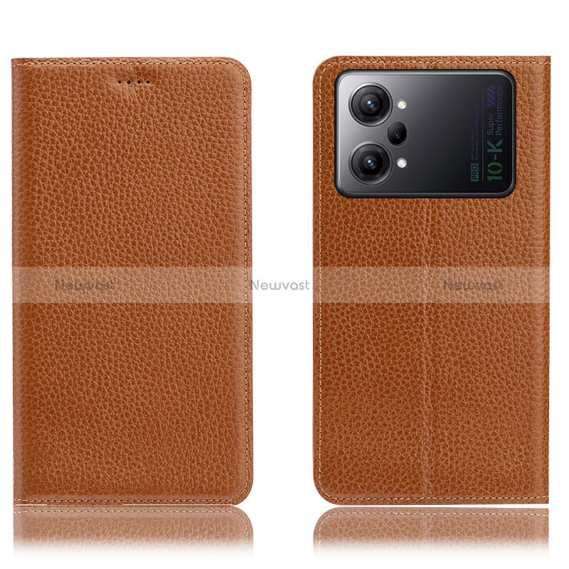 Leather Case Stands Flip Cover Holder H02P for Oppo K10 Pro 5G Light Brown