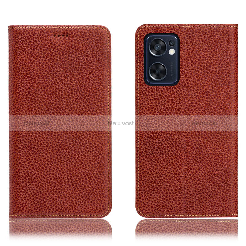 Leather Case Stands Flip Cover Holder H02P for Oppo Reno7 SE 5G