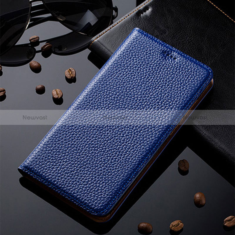 Leather Case Stands Flip Cover Holder H02P for Samsung Galaxy A04s Blue