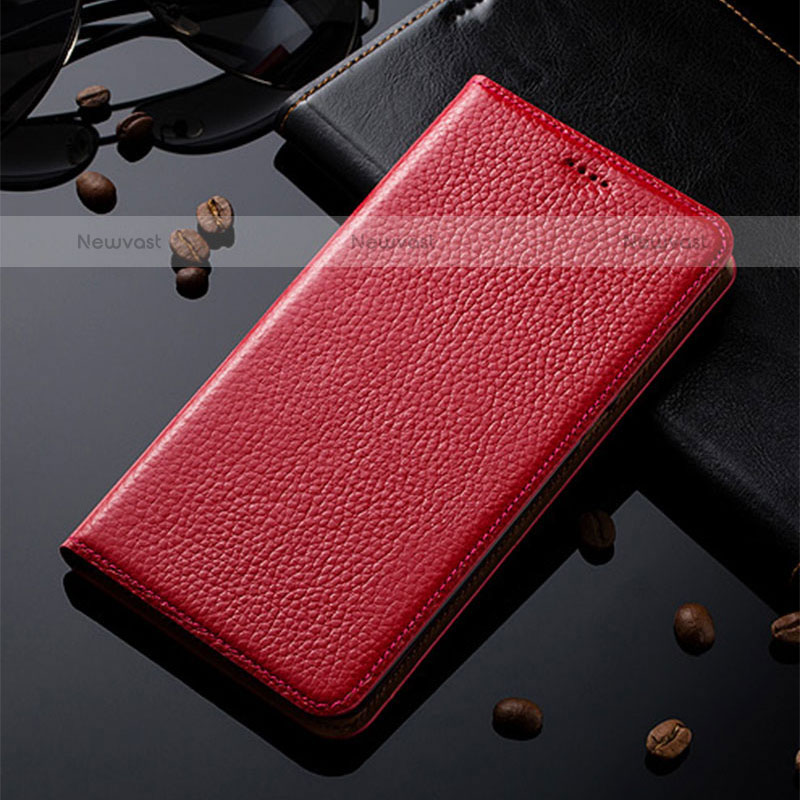 Leather Case Stands Flip Cover Holder H02P for Samsung Galaxy A20 Red