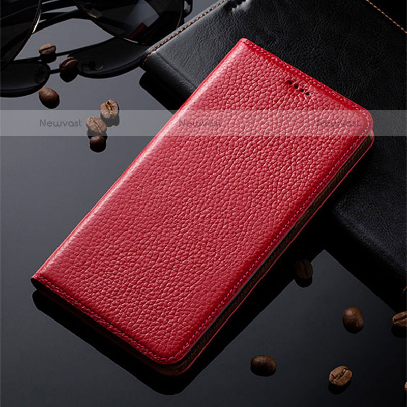 Leather Case Stands Flip Cover Holder H02P for Samsung Galaxy A71 4G A715 Red