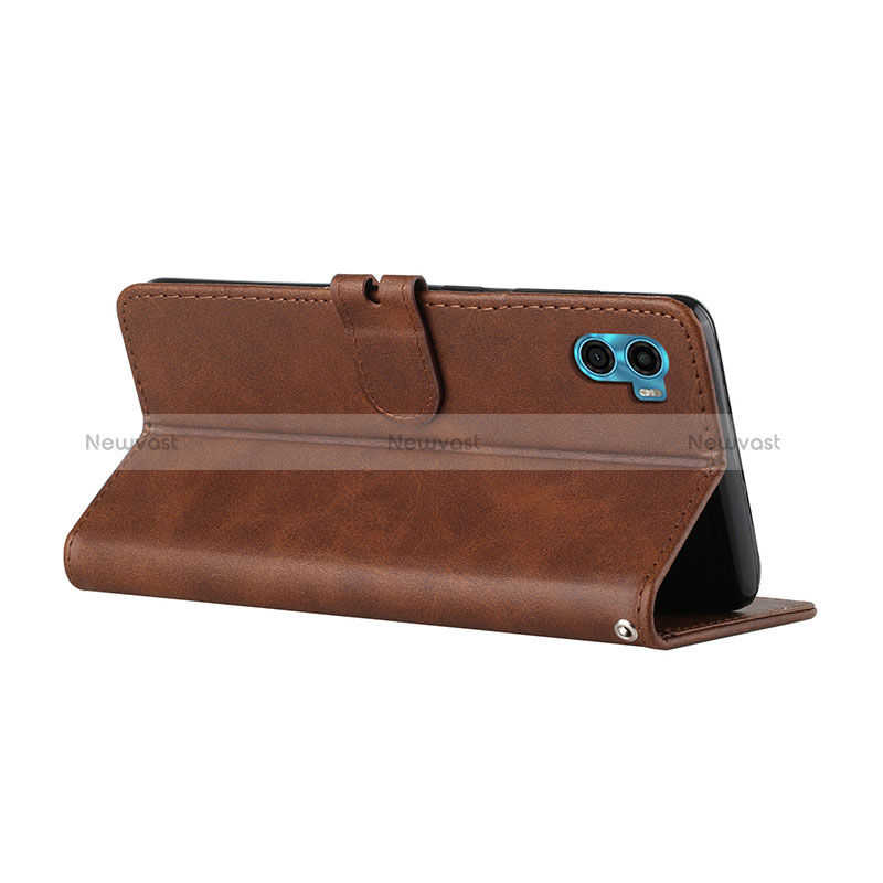 Leather Case Stands Flip Cover Holder H02X for Motorola Moto E32 India