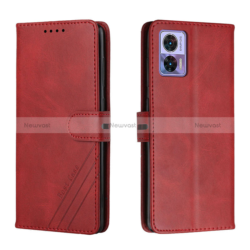 Leather Case Stands Flip Cover Holder H02X for Motorola Moto Edge 30 Lite 5G Red